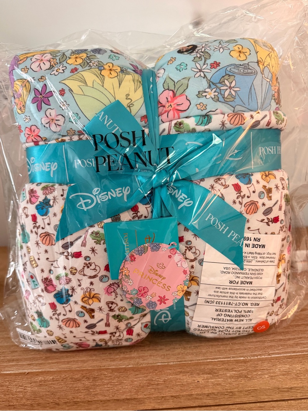 Disney Posh Peanut Original Princess Teal Quilted Patoo Blanket